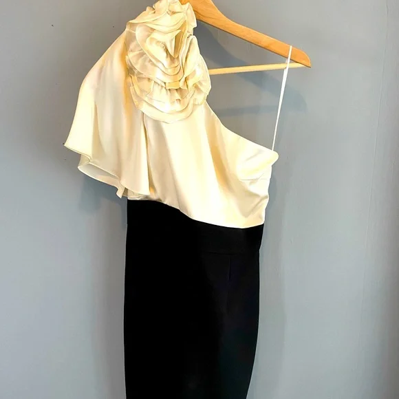 Trina Turk | Dresses | Trina Turk Black And Cream Asymmetrical Dress Size 4 